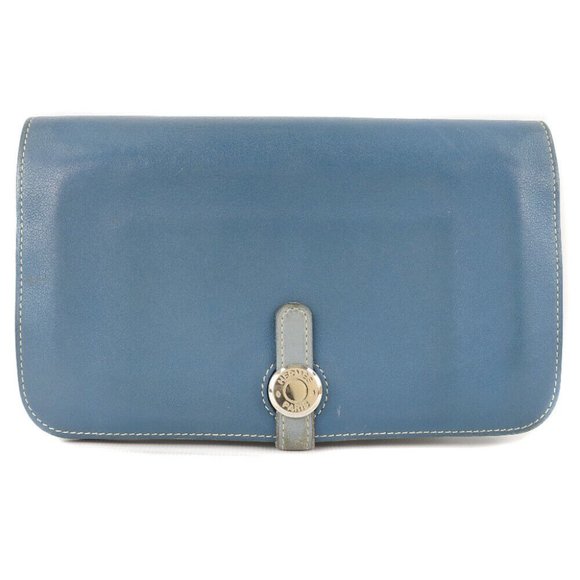 HERMES Dogon purse Blue Calfskin unisex - Picture 1 of 10